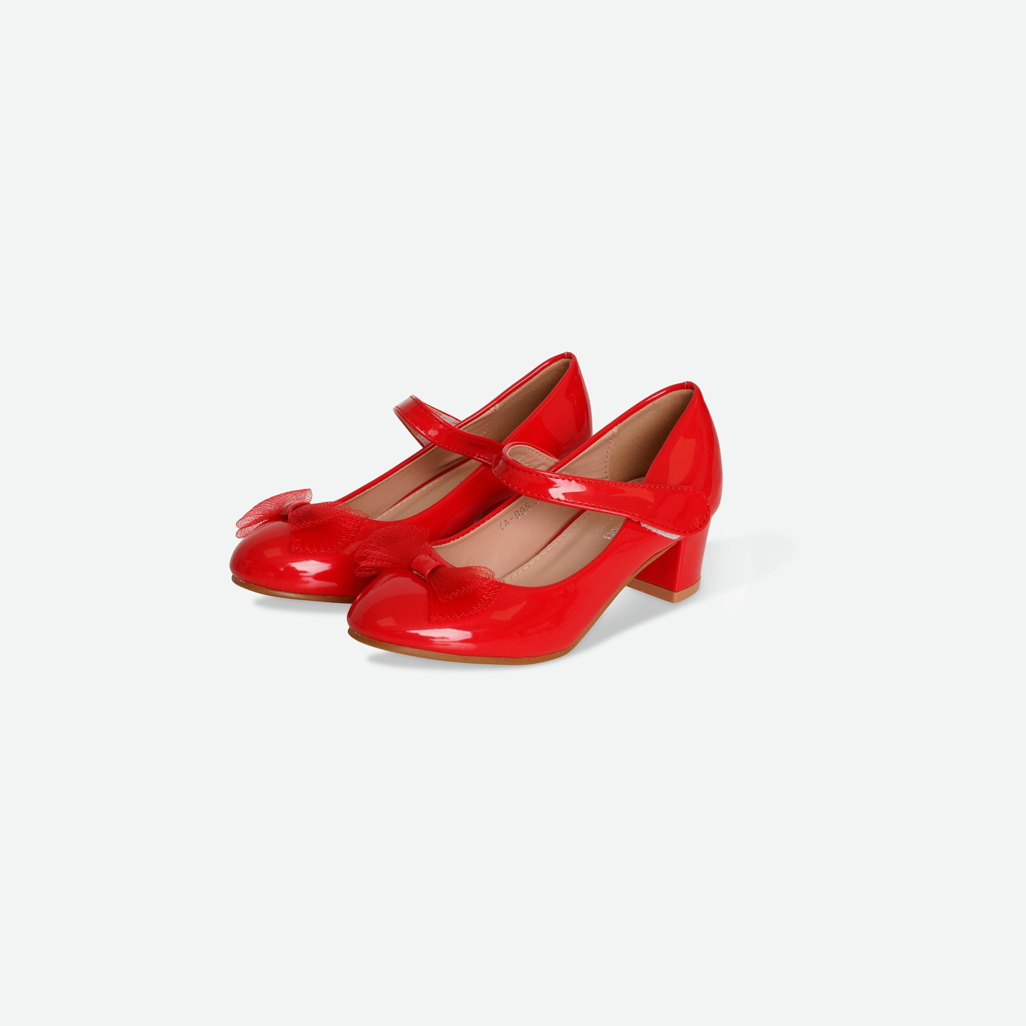 SKYE- Red Patent bow block heel