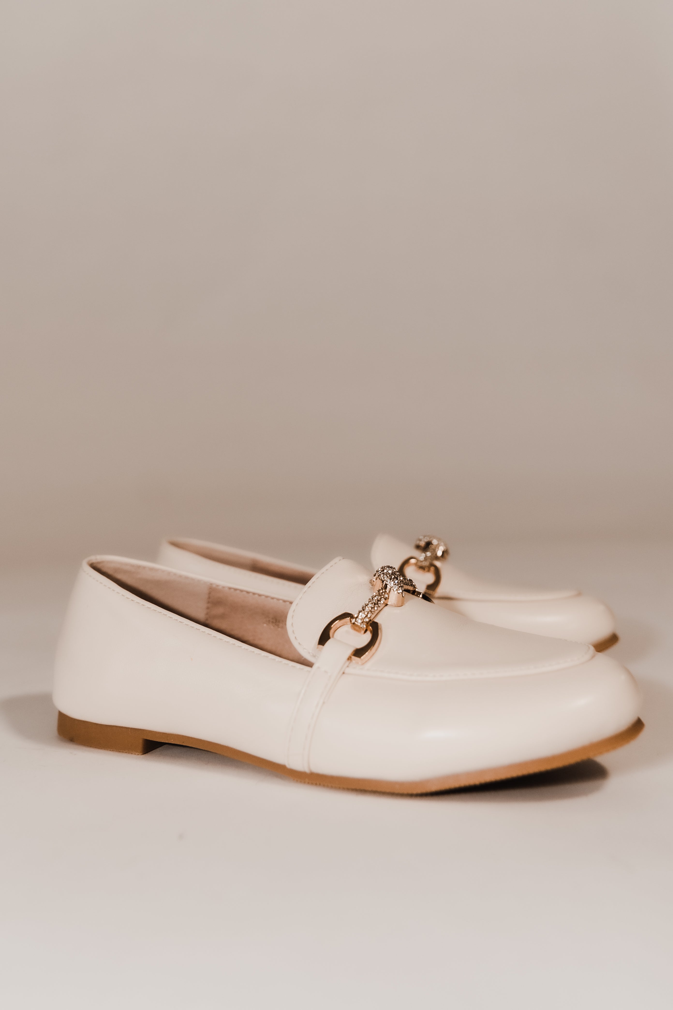 ELICE- Beige Girls Diamante Ballerina Loafers