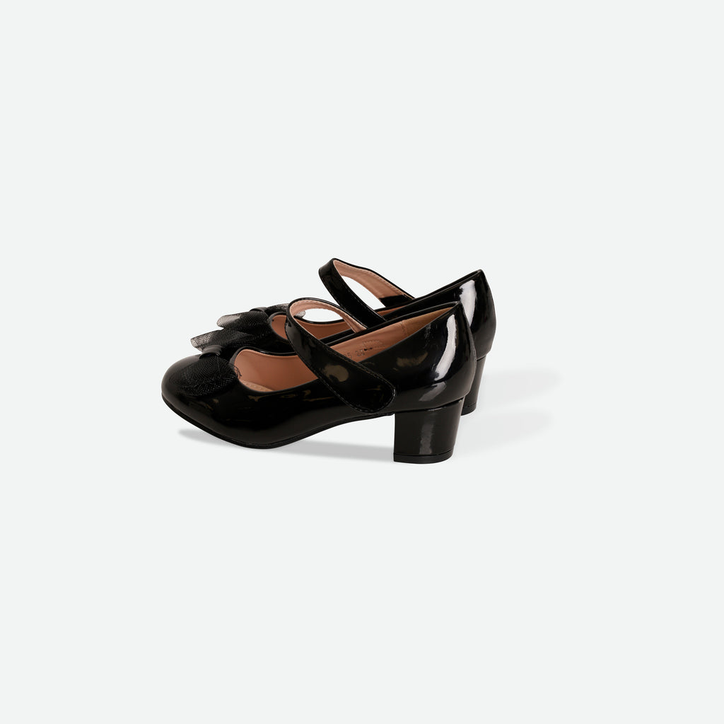 SKYE- Black Patent bow block heel