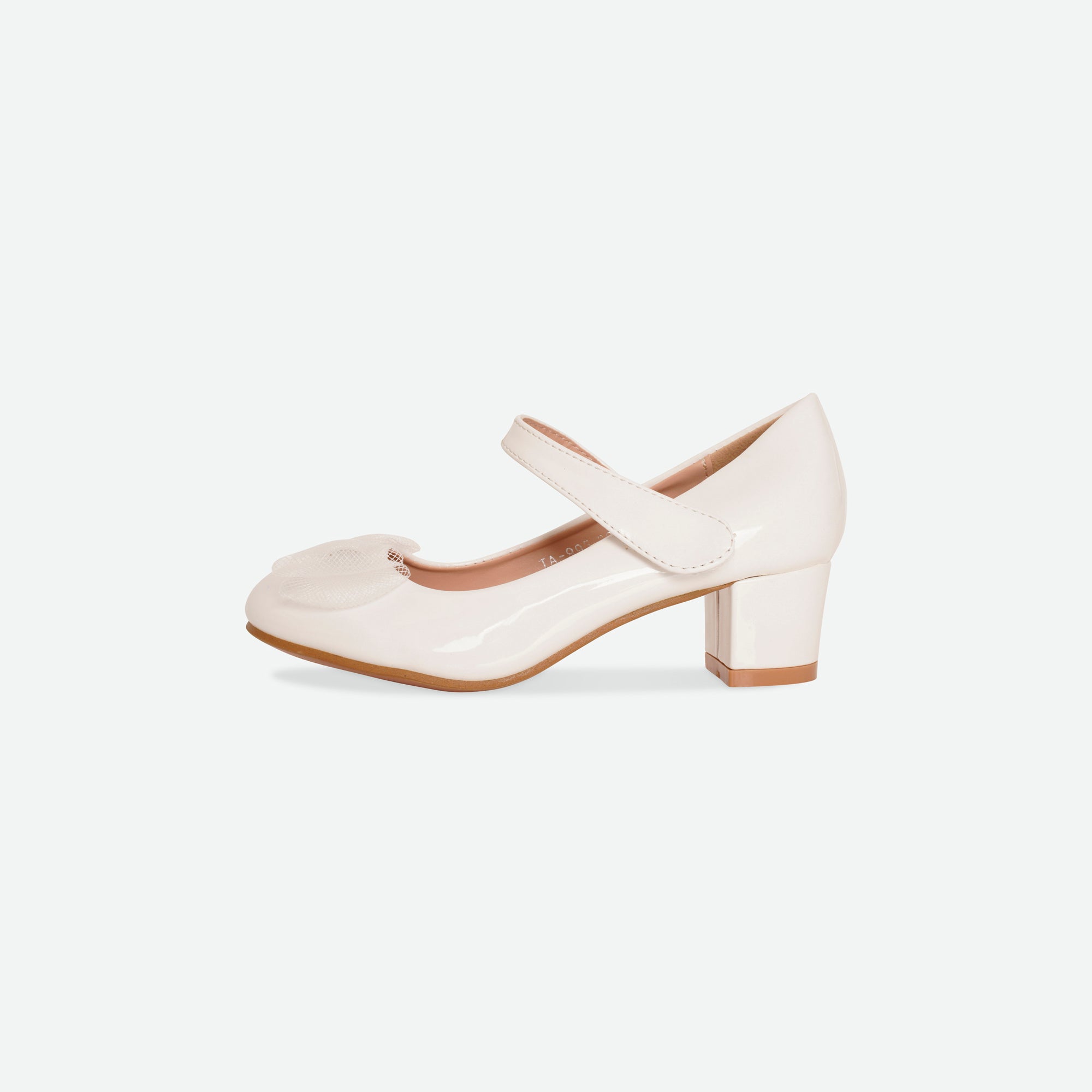 SKYE- White Patent bow block heel