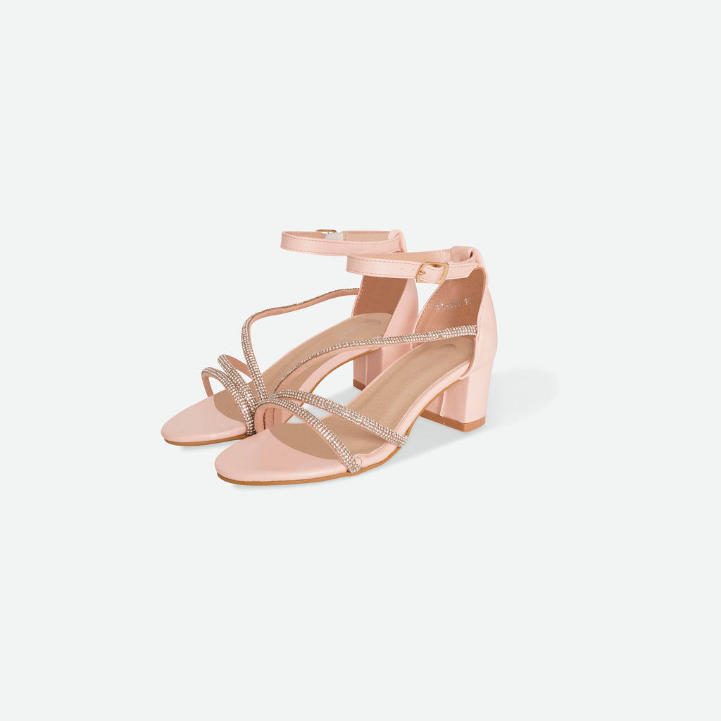 TINA- Pink Multi-strap block heel sandal.