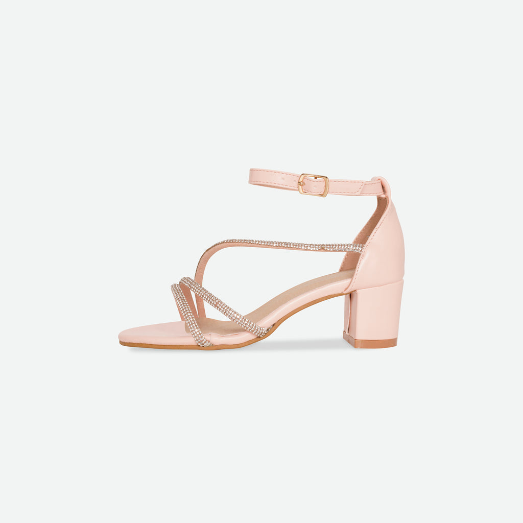 TINA- Pink Multi-strap block heel sandal.