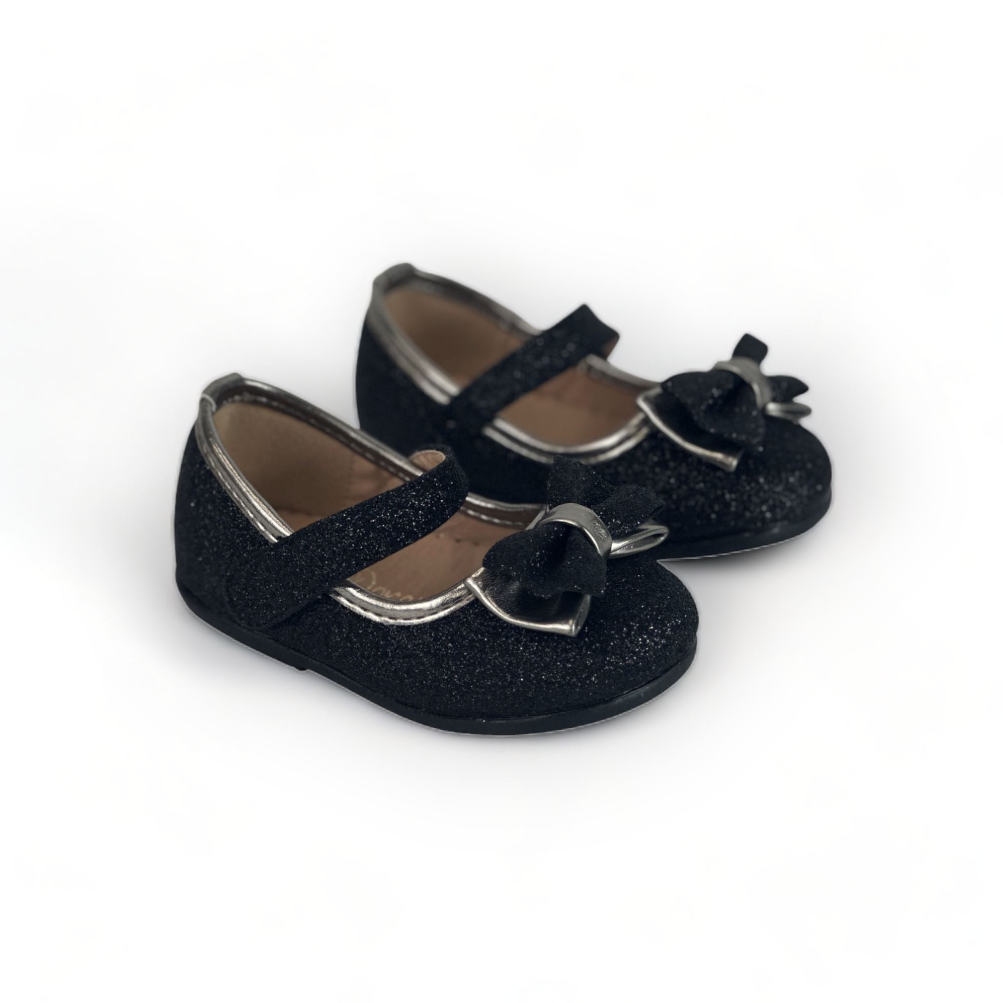 SWEETIE- Silver Bow Baby Sparkly Shoes