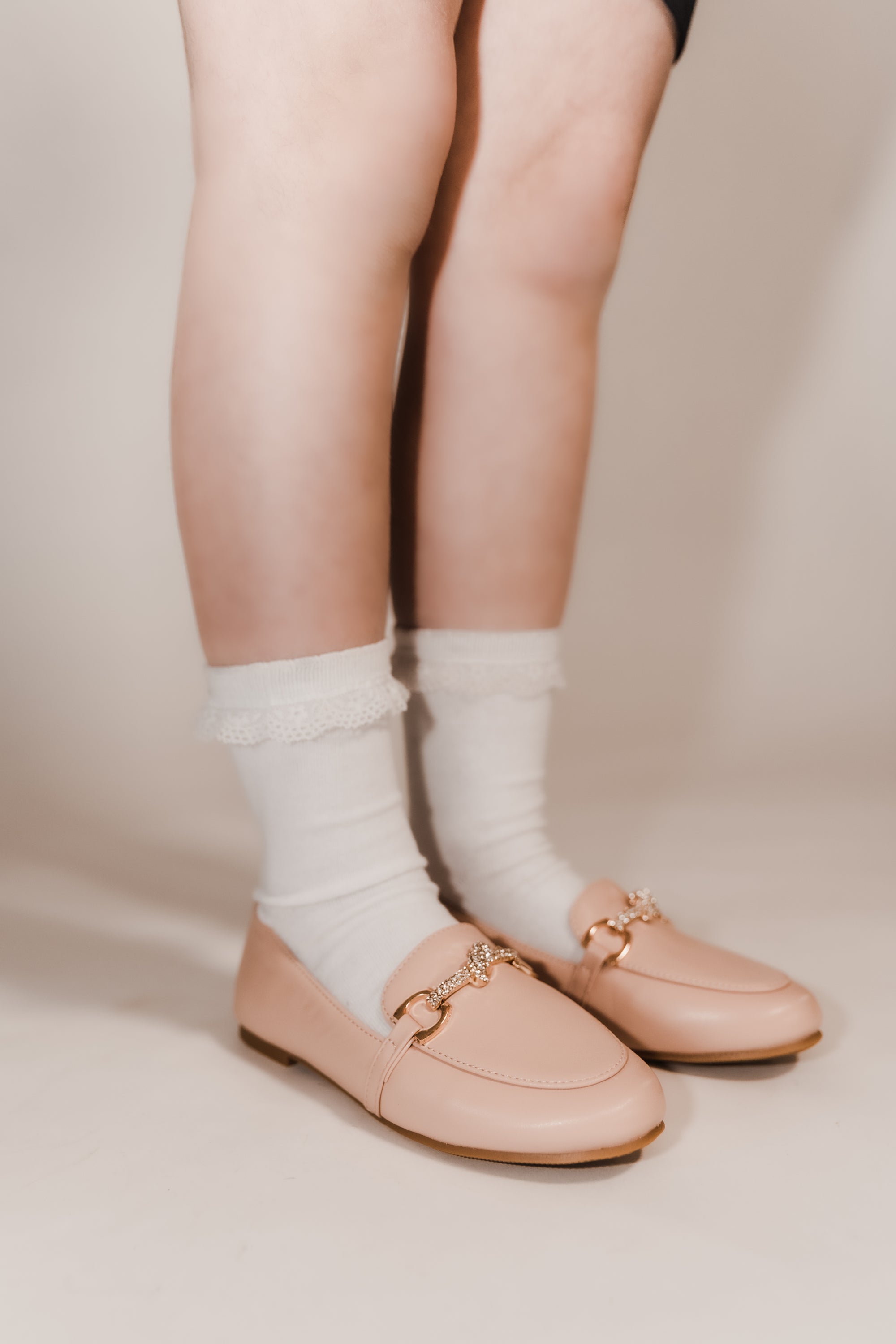ELICE- Pink Girls Diamante Ballerina Loafers